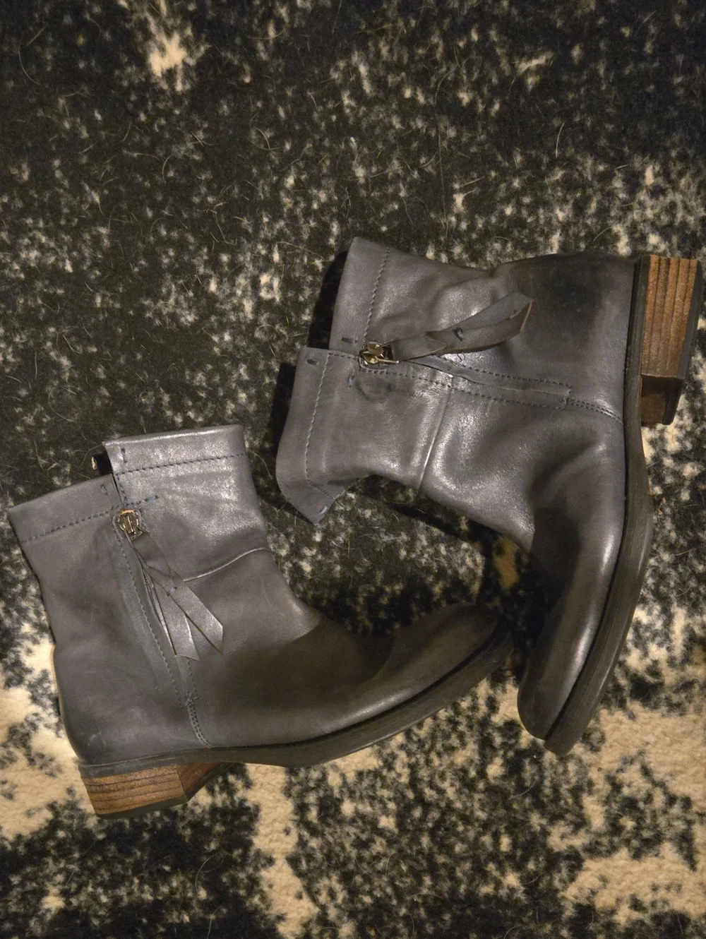 Alberto Fermani Women's Gray Leather Ankle Boots